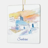 Santorini Scene Keramische Versiering Keramisch Ornament (Links)