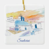 Santorini Scene Keramische Versiering Keramisch Ornament (Voorkant)