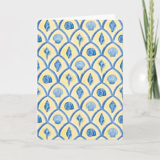 Santorini Shells Yellow Blue Watercolor Stationery Kaart (Voorkant)