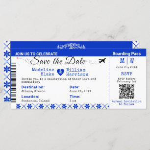 Santorini Skies Boarding Pass Stijl De datum opsla