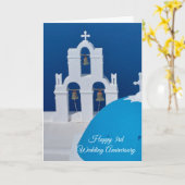 Santorini Specialized 3rd Wedding Jubileum Kaart (Gele Bloem)