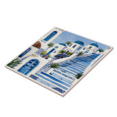 Santorini Steps, Griekenland Blauwe Waterverf Grie Tegeltje (Zijkant)