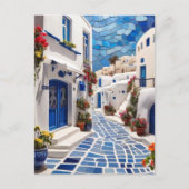 Santorini Street, Griekenland, Grieks dorp Mozaïek Briefkaart (Voorkant)