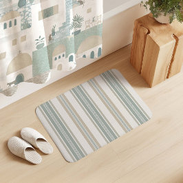 Santorini strepen aqua groen beige badmat