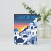 Santorini Sunset Blue Domes Briefkaart (Staand voorkant)
