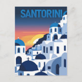 Santorini Sunset Blue Domes Briefkaart (Voorkant)