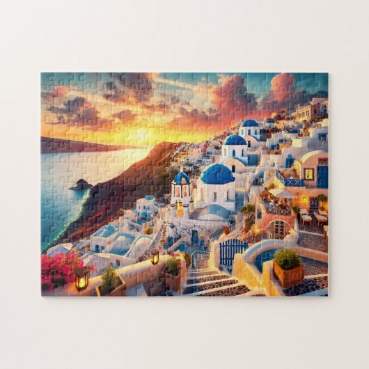 Santorini Sunset Greece Mediterranean Escape Gift Legpuzzel (Horizontaal)