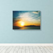 Santorini sunset, Griekenland Canvas Afdruk (Insitu (Houten vloer))