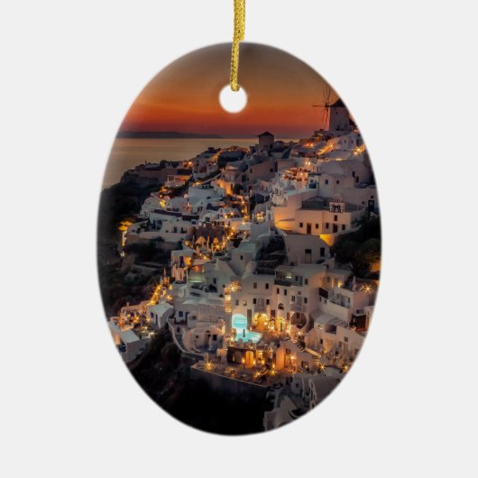 Santorini Sunset, Griekenland Keramisch Ornament (Voorkant)