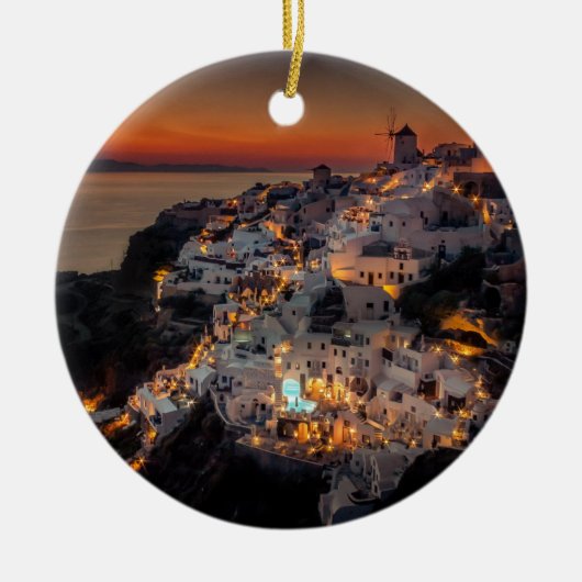 Santorini Sunset, Griekenland Keramisch Ornament (Voorkant)