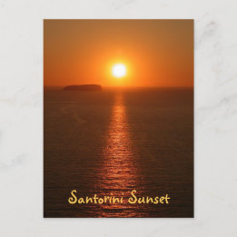 Santorini Sunset met tekst - Grieks eiland Briefkaart