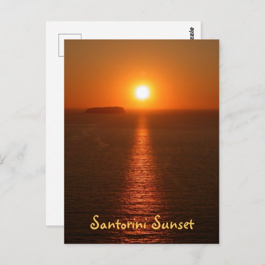 Santorini Sunset met tekst - Grieks eiland Briefkaart (Voorkant / Achterkant)