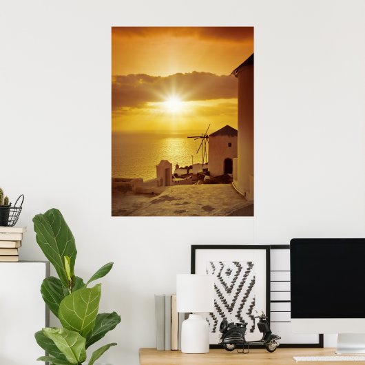 Santorini Sunset Poster (Thuiskantoor)