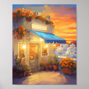 Santorini Sunset Poster – Vibrant Greek Island
