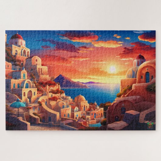 🌅Santorini Sunset Serenity Legpuzzel (Horizontaal)