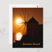 Santorini Sunset with text - Windmill in Oia - Briefkaart (Voorkant / Achterkant)