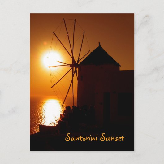 Santorini Sunset with text - Windmill in Oia - Briefkaart (Voorkant)