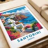 Santorini Travel Print Poster Griekenland kunst aa