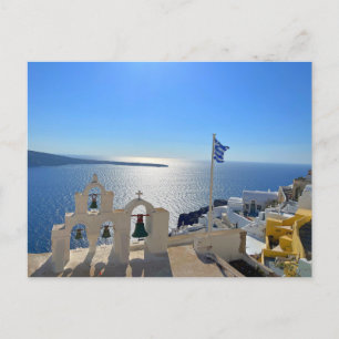 Santorini Triple Bell Tower Greece Fotografie Briefkaart