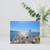 Santorini Triple Bell Tower Greece Fotografie Briefkaart (Staand voorkant)