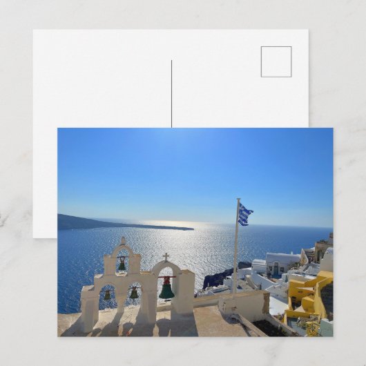 Santorini Triple Bell Tower Greece Fotografie Briefkaart (Voorkant / Achterkant)