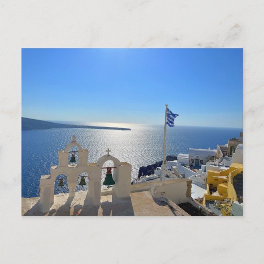 Santorini Triple Bell Tower Greece Fotografie Briefkaart (Voorkant)