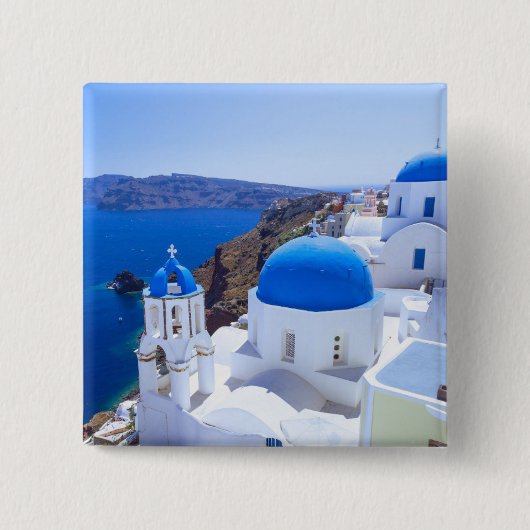 Santorini Vierkante Button 5,1 Cm (Voorkant)