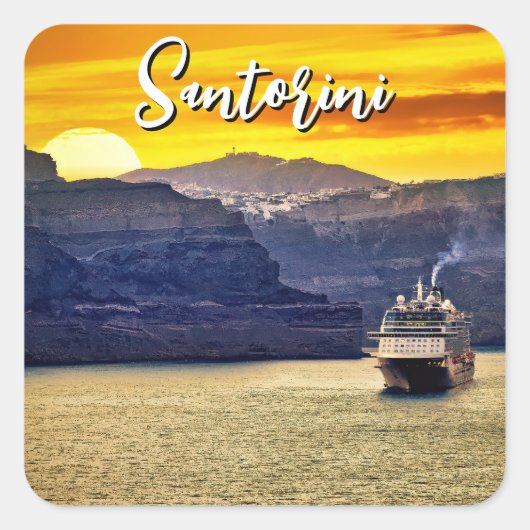 Santorini Vierkante Sticker (Voorkant)