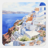 Santorini Vierkante Sticker (Voorkant)
