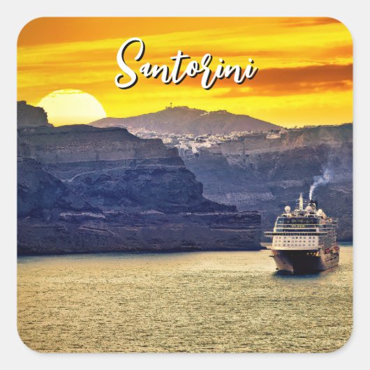 Santorini Vierkante Sticker (Voorkant)