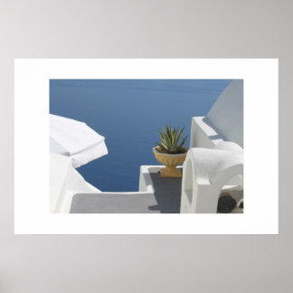 Santorini villa uitzicht poster