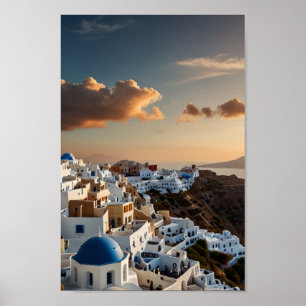 Santorini Vintage Reisposter Poster