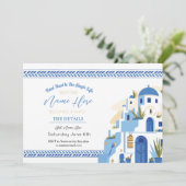 Santorini Vrijgezellenfeest Reisschema blauw Programmakaart (Staand voorkant)