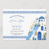 Santorini Vrijgezellenfeest Reisschema blauw Programmakaart (Voorkant)