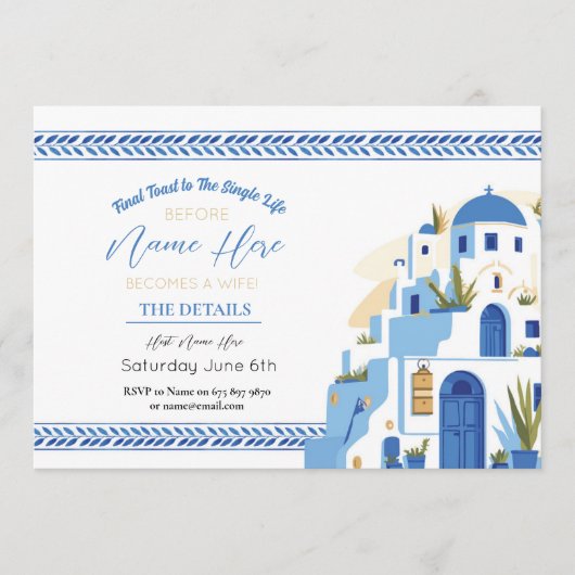 Santorini Vrijgezellenfeest Reisschema blauw Programmakaart (Voorkant)