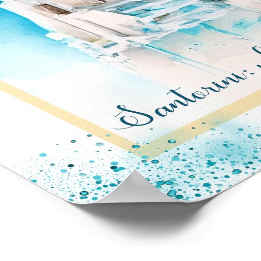 Santorini wandkunst, Grieks poster. Huishoudelijke Poster (Hoek)