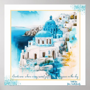 Santorini wandkunst, Grieks poster. Huishoudelijke Poster