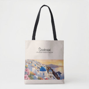 Santorini Watercolor Tote Tas - Timeless Beauty