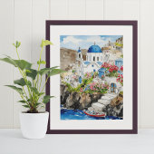 Santorini Waterverf Art Print