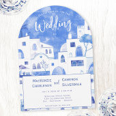 Santorini Waterverf bruiloft Kaart