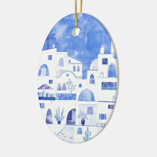 Santorini Waterverf Ceramic Ornament (Links)