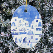 Santorini Waterverf Ceramic Ornament