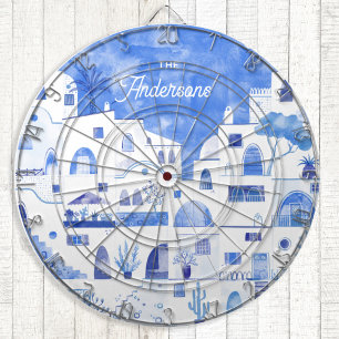 Santorini Waterverf Gepersonaliseerd Dartbord