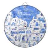 Santorini Waterverf Gepersonaliseerd Dartbord (Voorkant)