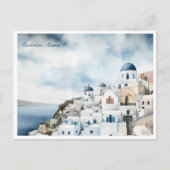 Santorini Waterverf Griekenland Briefkaart (Voorkant)