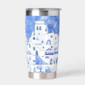 Santorini Waterverf Griekenland Geïsoleerde Drinkbeker (Links)