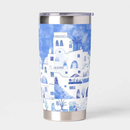 Santorini Waterverf Griekenland Geïsoleerde Drinkbeker (Links)