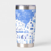 Santorini Waterverf Griekenland Geïsoleerde Drinkbeker (Achterkant)