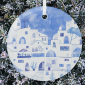 Santorini Waterverf Griekenland Glas Ornament