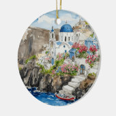 Santorini Waterverf Griekenland Keramisch Ornament (Links)